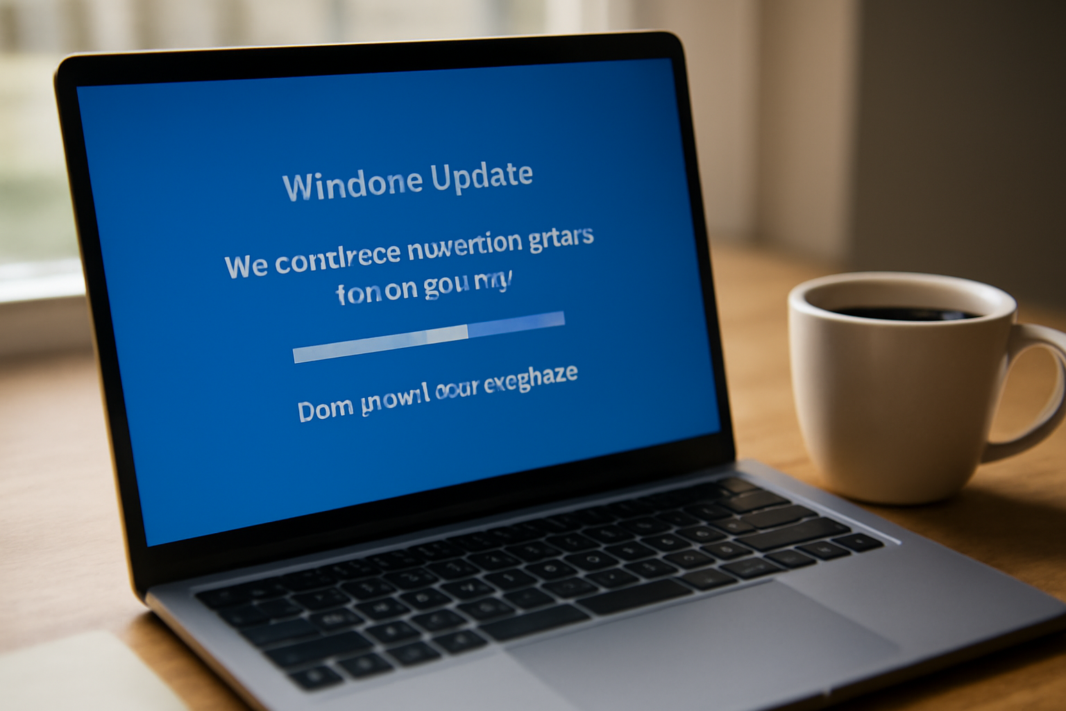 Laptop menampilkan pesan kesalahan Windows Update yang gagal